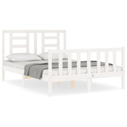 vidaXL Estructura de cama con cabecero madera maciza blanco 140x190 cm