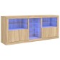 vidaXL Aparador con luces LED roble Sonoma 181,5x37x67 cm vidaXL Aparador con luces LED roble Sonoma 181,5x37x67 cm