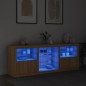 vidaXL Aparador con luces LED roble Sonoma 181,5x37x67 cm vidaXL Aparador con luces LED roble Sonoma 181,5x37x67 cm