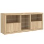 vidaXL Aparador con luces LED roble Sonoma 181,5x37x67 cm vidaXL Aparador con luces LED roble Sonoma 181,5x37x67 cm