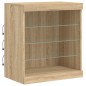 vidaXL Aparador con luces LED roble Sonoma 181,5x37x67 cm vidaXL Aparador con luces LED roble Sonoma 181,5x37x67 cm