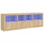 vidaXL Aparador con luces LED roble Sonoma 202x37x67 cm vidaXL Aparador con luces LED roble Sonoma 202x37x67 cm