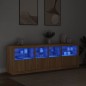 vidaXL Aparador con luces LED roble Sonoma 202x37x67 cm vidaXL Aparador con luces LED roble Sonoma 202x37x67 cm