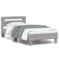 vidaXL Cama con cabecero madera de ingeniería gris Sonoma 90x200 cm vidaXL Cama con cabecero madera de ingeniería gris Sonoma 90x200 cm