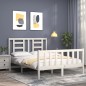 vidaXL Estructura de cama con cabecero madera maciza blanco 140x190 cm vidaXL Estructura de cama con cabecero madera maciza blanco 140x190 cm