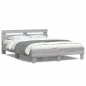 vidaXL Estructura de cama cabecero y luces LED gris Sonoma 140x200 cm vidaXL Estructura de cama cabecero y luces LED gris Sonoma 140x200 cm