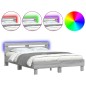 vidaXL Estructura de cama cabecero y luces LED gris Sonoma 140x200 cm vidaXL Estructura de cama cabecero y luces LED gris Sonoma 140x200 cm