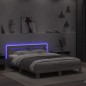 vidaXL Estructura de cama cabecero y luces LED gris Sonoma 140x200 cm vidaXL Estructura de cama cabecero y luces LED gris Sonoma 140x200 cm