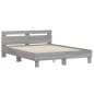 vidaXL Estructura de cama cabecero y luces LED gris Sonoma 140x200 cm vidaXL Estructura de cama cabecero y luces LED gris Sonoma 140x200 cm