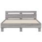 vidaXL Estructura de cama cabecero y luces LED gris Sonoma 140x200 cm vidaXL Estructura de cama cabecero y luces LED gris Sonoma 140x200 cm