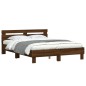 vidaXL Estructura de cama cabecero y luces LED marrón roble 150x200 cm vidaXL Estructura de cama cabecero y luces LED marrón roble 150x200 cm