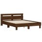 vidaXL Estructura de cama cabecero y luces LED marrón roble 150x200 cm vidaXL Estructura de cama cabecero y luces LED marrón roble 150x200 cm