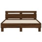 vidaXL Estructura de cama cabecero y luces LED marrón roble 150x200 cm vidaXL Estructura de cama cabecero y luces LED marrón roble 150x200 cm
