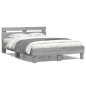 vidaXL Estructura de cama cabecero y luces LED gris Sonoma 120x200 cm vidaXL Estructura de cama cabecero y luces LED gris Sonoma 120x200 cm