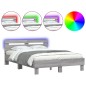 vidaXL Estructura de cama cabecero y luces LED gris Sonoma 120x200 cm vidaXL Estructura de cama cabecero y luces LED gris Sonoma 120x200 cm