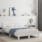 vidaXL Estructura de cama con cabecero y luces LED blanco 120x200 cm vidaXL Estructura de cama con cabecero y luces LED blanco 120x200 cm