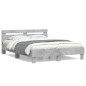 vidaXL Cama con cabecero madera de ingeniería gris hormigón 140x190 cm vidaXL Cama con cabecero madera de ingeniería gris hormigón 140x190 cm