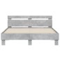 vidaXL Cama con cabecero madera de ingeniería gris hormigón 140x190 cm vidaXL Cama con cabecero madera de ingeniería gris hormigón 140x190 cm