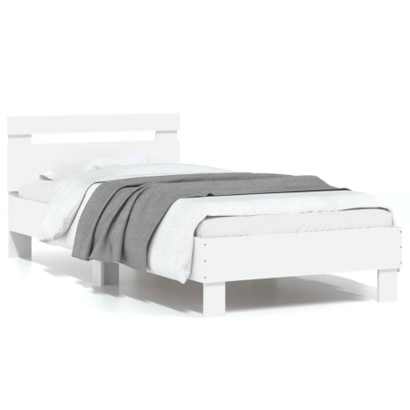 vidaXL Estructura cama con cabecero madera ingeniería blanco 90x200 cm