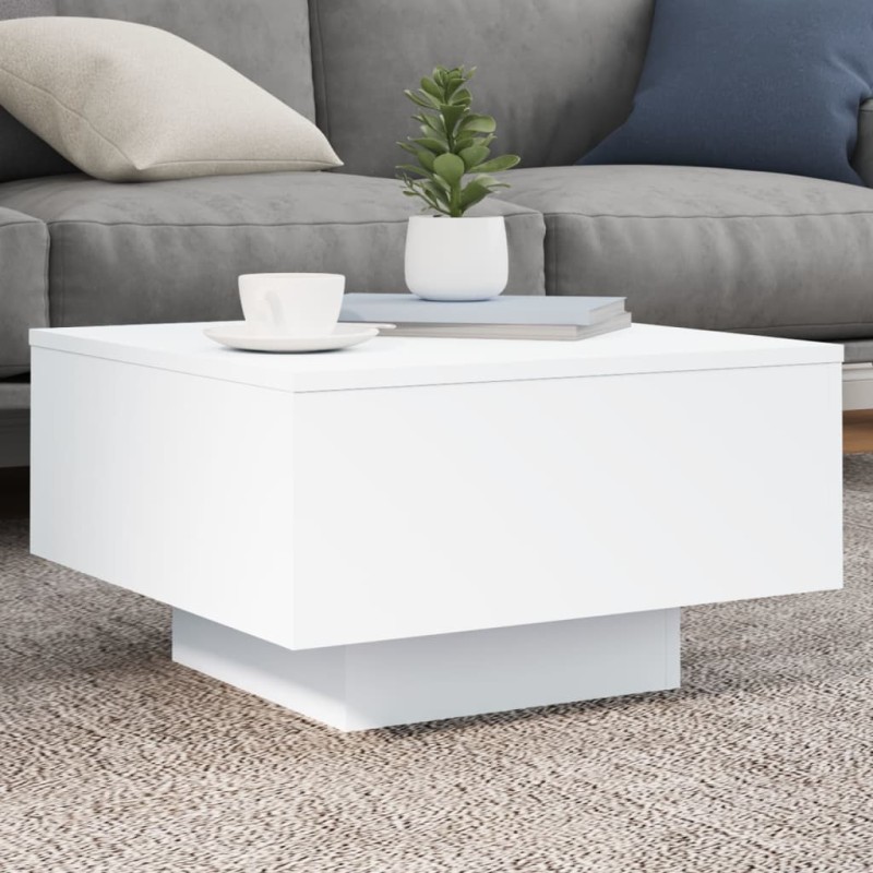 vidaXL Mesa de centro con luces LED blanco 55x55x31 cm vidaXL Mesa de centro con luces LED blanco 55x55x31 cm