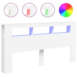 vidaXL Cabecero con LED madera de ingeniería blanco 200x18,5x103,5 cm
