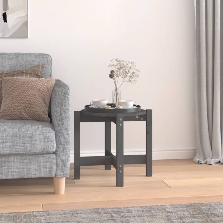 vidaXL Mesa de centro de madera maciza de pino gris Ø52,5x45 cm