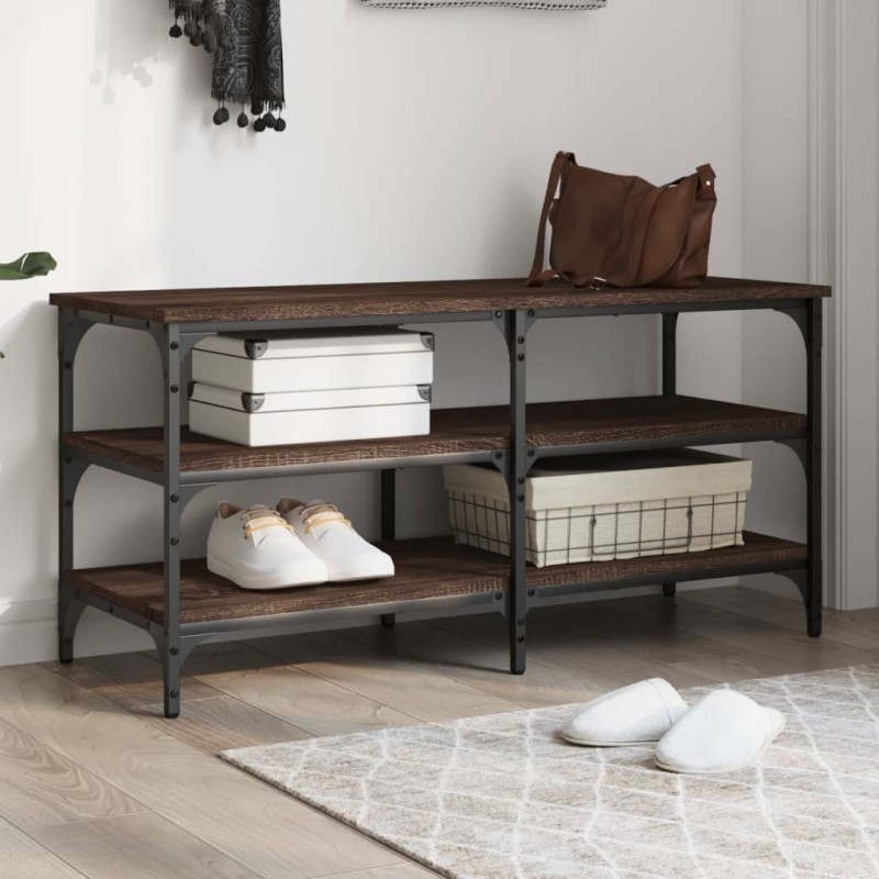vidaXL Banco zapatero madera de ingeniería marrón roble 100x38,5x49 cm vidaXL Banco zapatero madera de ingeniería marrón roble 100x38,5x49 cm