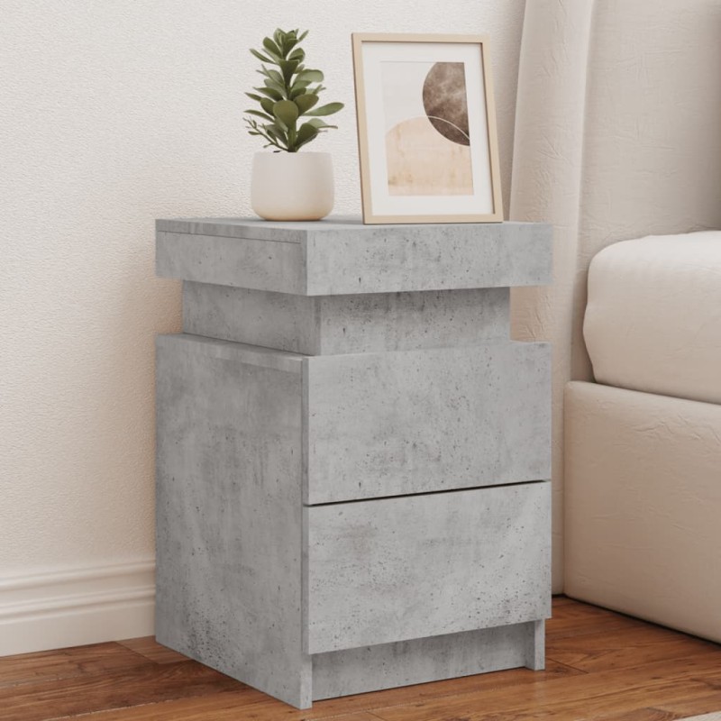 vidaXL Mesitas de noche con luces LED 2 uds gris hormigón 35x39x55 cm vidaXL Mesitas de noche con luces LED 2 uds gris hormigón 35x39x55 cm