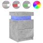 vidaXL Mesitas de noche con luces LED 2 uds gris hormigón 35x39x55 cm vidaXL Mesitas de noche con luces LED 2 uds gris hormigón 35x39x55 cm
