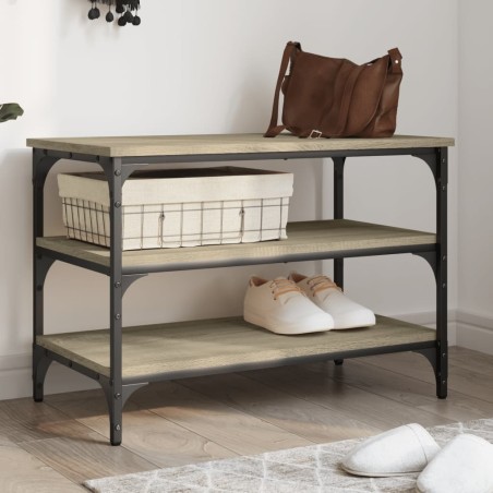 vidaXL Banco zapatero madera de ingeniería roble Sonoma 70x38,5x49 cm