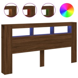 vidaXL Cabecero LED madera ingeniería roble marrón 200x18,5x103,5 cm