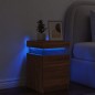 vidaXL Mesita de noche con luces LED roble marrón 35x39x55 cm vidaXL Mesita de noche con luces LED roble marrón 35x39x55 cm