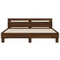 vidaXL Estructura de cama cabecero y luces LED marrón roble 200x200 cm
