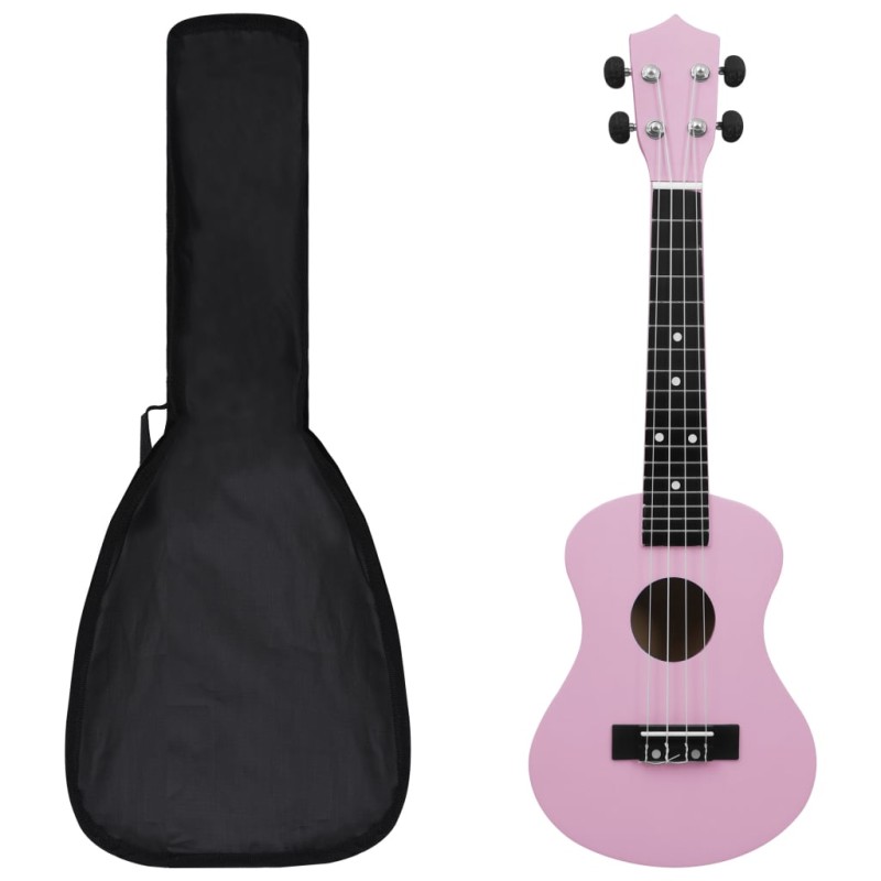vidaXL Set de ukelele soprano con funda para niños rosa 23" vidaXL Set de ukelele soprano con funda para niños rosa 23"