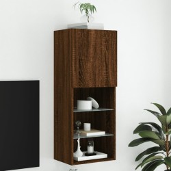 vidaXL Mueble para TV con luces LED roble marrón 40,5x30x102 cm
