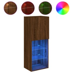 vidaXL Mueble para TV con luces LED roble marrón 40,5x30x102 cm
