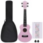 vidaXL Set de ukelele soprano con funda para niños rosa 23" vidaXL Set de ukelele soprano con funda para niños rosa 23"
