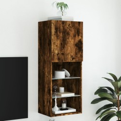 vidaXL Mueble para TV con luces LED roble ahumado 40,5x30x102 cm