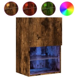 vidaXL Mueble para TV con luces LED roble ahumado 40,5x30x60 cm
