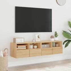 vidaXL Muebles de TV de pared 2 uds madera roble Sonoma 60x30x30 cm
