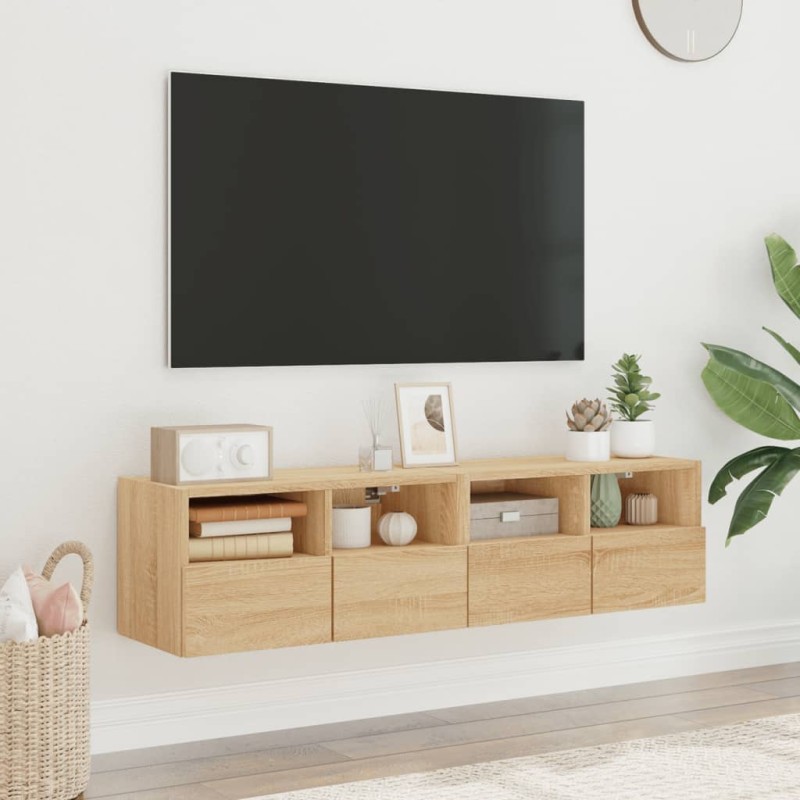 vidaXL Muebles de TV de pared 2 uds madera roble Sonoma 60x30x30 cm vidaXL Muebles de TV de pared 2 uds madera roble Sonoma 60x30x30 cm
