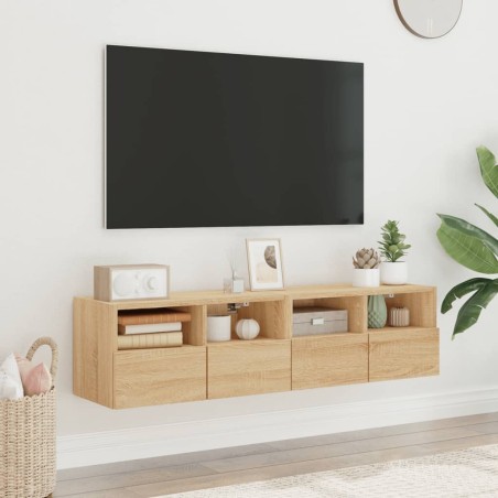 vidaXL Muebles de TV de pared 2 uds madera roble Sonoma 60x30x30 cm