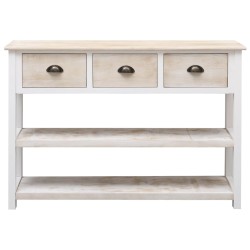 vidaXL Aparador madera maciza Paulownia blanco y marrón 108x30x76 cm