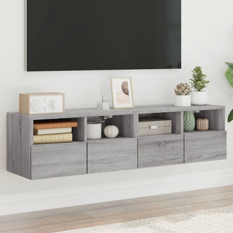 vidaXL Muebles de pared para TV 2 uds madera gris Sonoma 60x30x30 cm vidaXL Muebles de pared para TV 2 uds madera gris Sonoma 60x30x30 cm