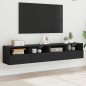 vidaXL Muebles de pared TV 2 uds madera ingeniería negro 80x30x30 cm vidaXL Muebles de pared TV 2 uds madera ingeniería negro 80x30x30 cm