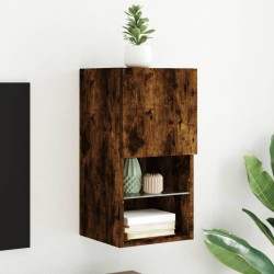 vidaXL Mueble para TV con luces LED roble ahumado 30,5x30x60 cm