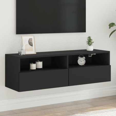 vidaXL Mueble de pared para TV madera de ingeniería negro 100x30x30 cm