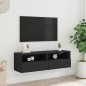 vidaXL Mueble de pared para TV madera de ingeniería negro 100x30x30 cm vidaXL Mueble de pared para TV madera de ingeniería negro 100x30x30 cm