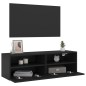 vidaXL Mueble de pared para TV madera de ingeniería negro 100x30x30 cm vidaXL Mueble de pared para TV madera de ingeniería negro 100x30x30 cm