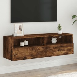 vidaXL Mueble de pared TV madera ingeniería roble ahumado 100x30x30 cm